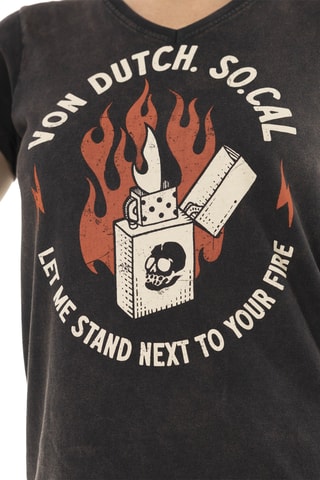 Camiseta regular - Negro, blanco y naranja