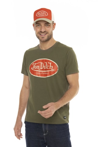 Camiseta regular fit de algodón orgánico - Caqui y naranja