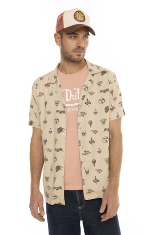 Camisa regular fit - Beige y negro