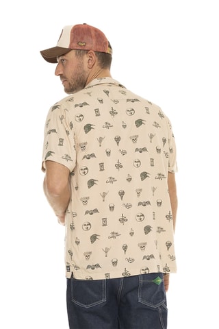 Camisa regular fit - Beige y negro