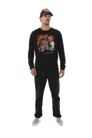 Camiseta regular - Negro, beige y naranja