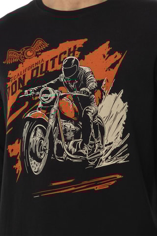 Camiseta regular - Negro, beige y naranja