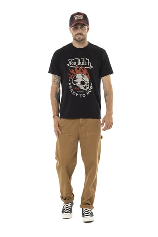 Camiseta regular - Negro, blanco y naranja