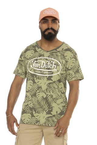 Camiseta regular - Caqui y blanco