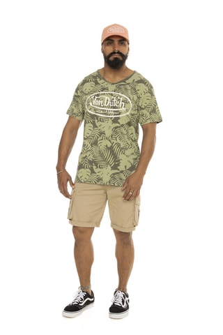 Camiseta regular - Caqui y blanco