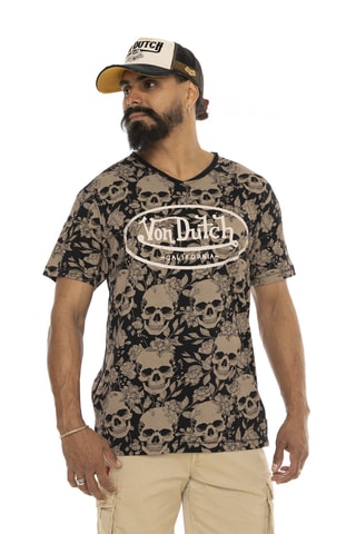 Camiseta regular - Negro, blanco y beige