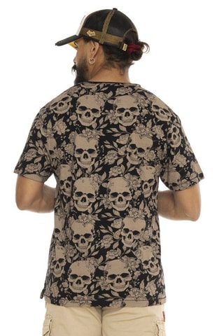 Camiseta regular - Negro, blanco y beige