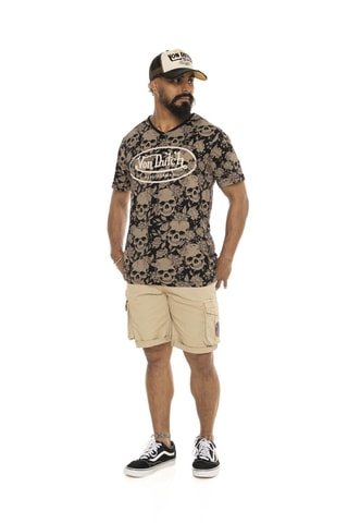 Camiseta regular - Negro, blanco y beige