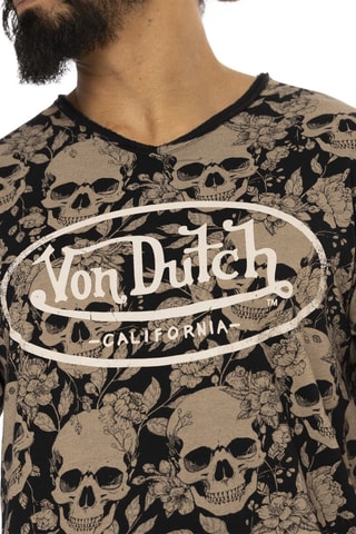 Camiseta regular - Negro, blanco y beige