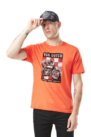 Camiseta - Blanco, negro, rojo y naranja