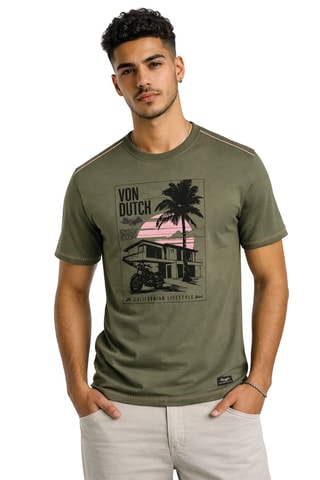 Camiseta regular - Caqui y negro