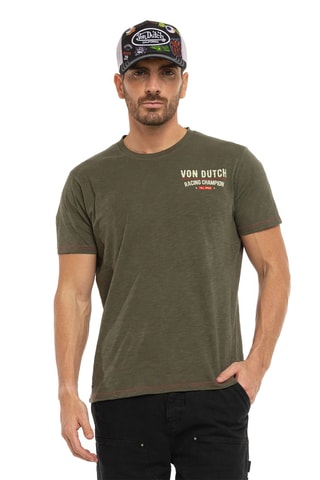 Camiseta regular - Caqui, verde y rojo