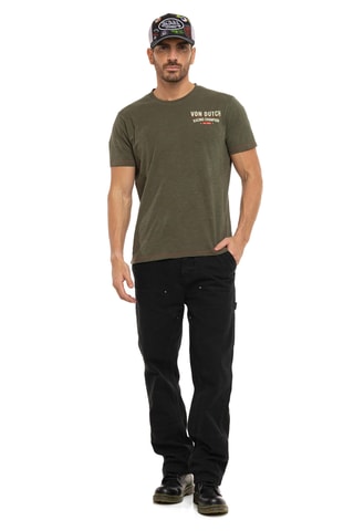 Camiseta regular - Caqui, verde y rojo