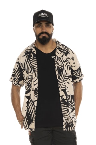 Camisa regular fit - Negro y beige