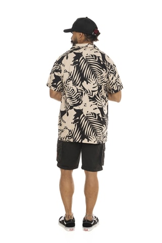 Camisa regular fit - Negro y beige