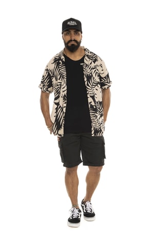 Camisa regular fit - Negro y beige