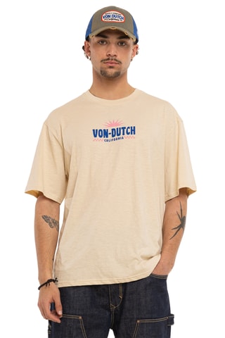 Camiseta - Azul, beige y rosa