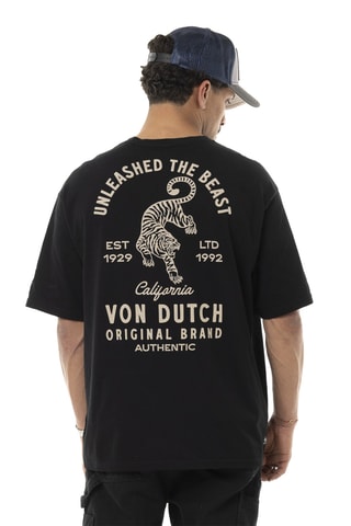 Camiseta oversize - Negro y beige