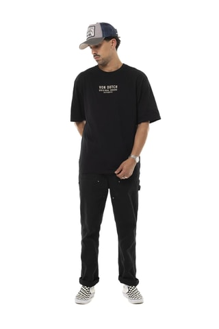 Camiseta oversize - Negro y beige