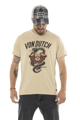 Camiseta regular - Marrón, beige y rojo