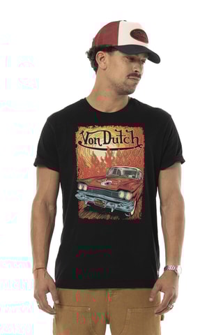 Camiseta regular - Negro, naranja y rojo