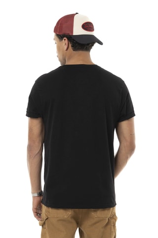 Camiseta regular - Negro, naranja y rojo