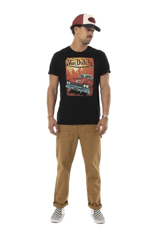 Camiseta regular - Negro, naranja y rojo