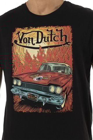 Camiseta regular - Negro, naranja y rojo