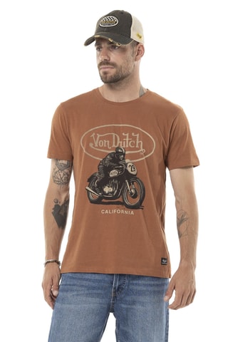 Camiseta regular - Naranja, negro y beige