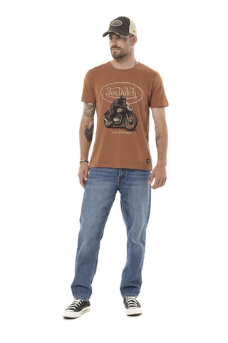 Camiseta regular - Naranja, negro y beige