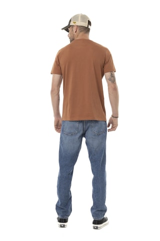 Camiseta regular - Naranja, negro y beige