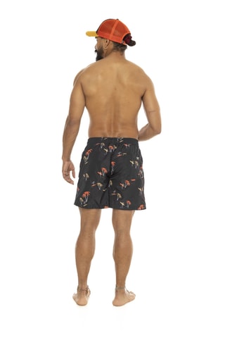 Bañador corto - Negro y naranja