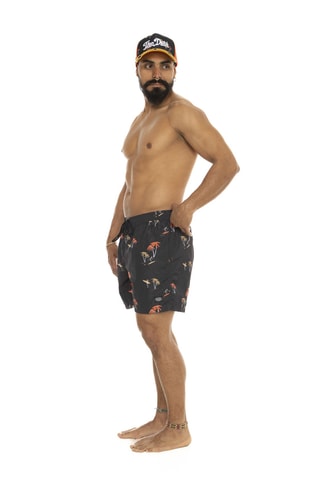 Bañador corto - Negro y naranja