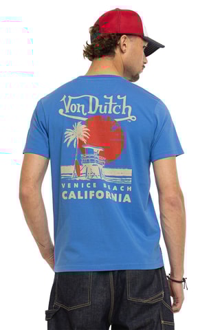 Camiseta regular - Azul, beige y rojo