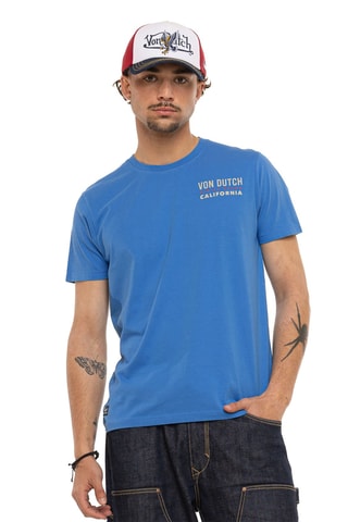 Camiseta regular - Azul, beige y rojo