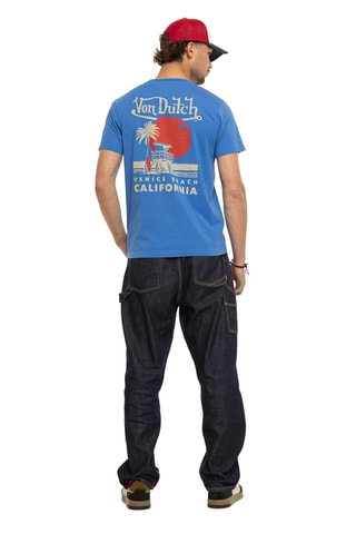 Camiseta regular - Azul, beige y rojo