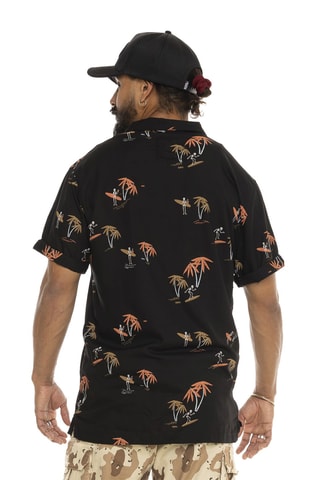 Camisa regular fit - Negro y naranja