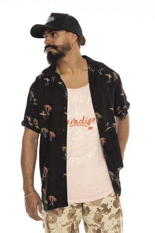 Camisa regular fit - Negro y naranja