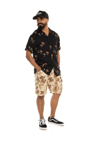 Camisa regular fit - Negro y naranja