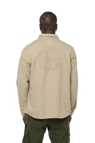 Camisa regular fit de lino - Beige