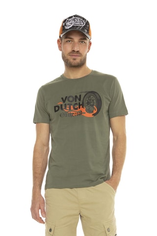 Camiseta regular - Caqui, negro y verde