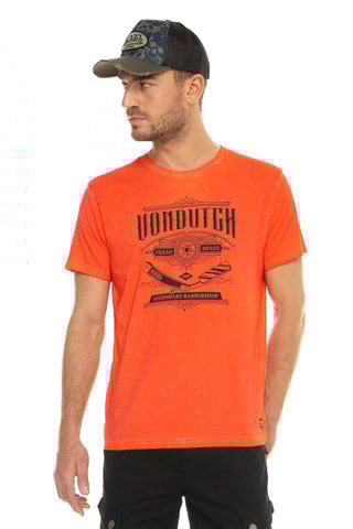 Camiseta regular - Naranja y negro