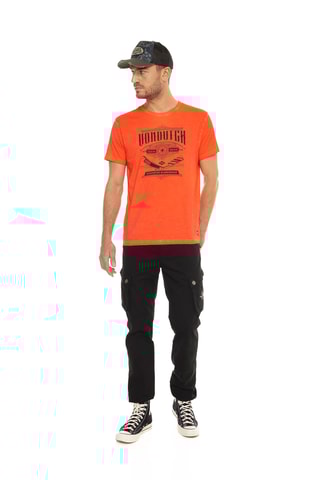 Camiseta regular - Naranja y negro
