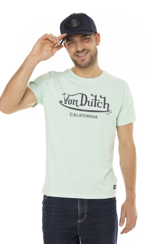 Camiseta regular - Azul claro, negro y fucsia