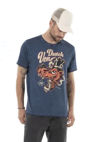 Camiseta regular - Azul, negro y naranja