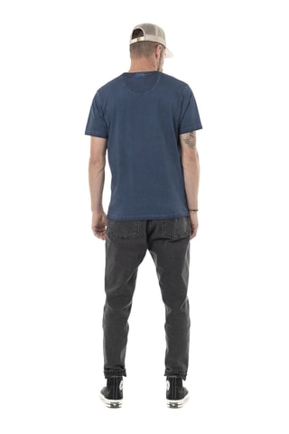 Camiseta regular - Azul, negro y naranja