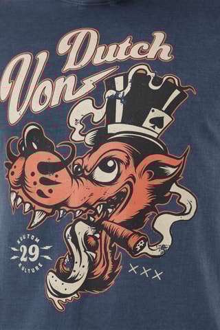 Camiseta regular - Azul, negro y naranja