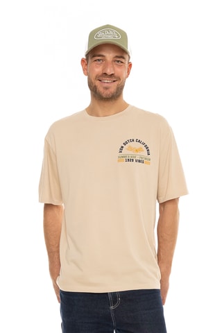 Camiseta relaxed - Beige y negro