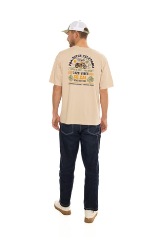 Camiseta relaxed - Beige y negro