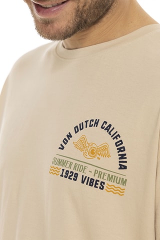 Camiseta relaxed - Beige y negro